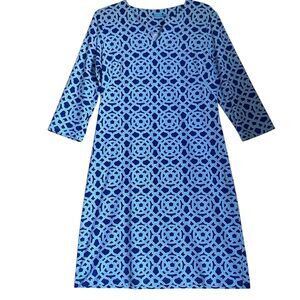J. McLaughlin Blue Geometric Midi Dress